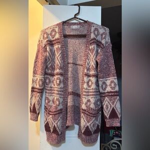 Pink Republic Maroon and Cream Cardigan